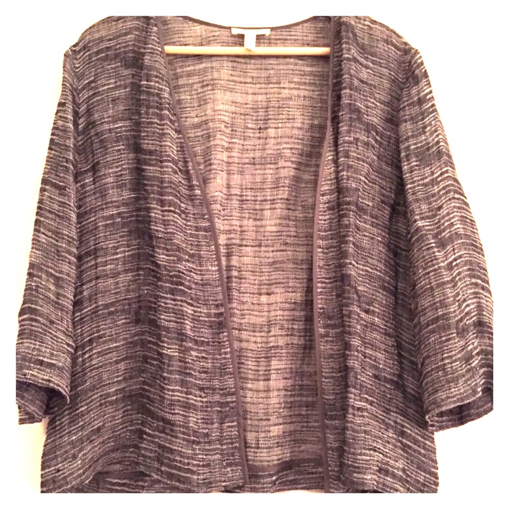 Eileen Fisher breezy cardigan black & gray green.